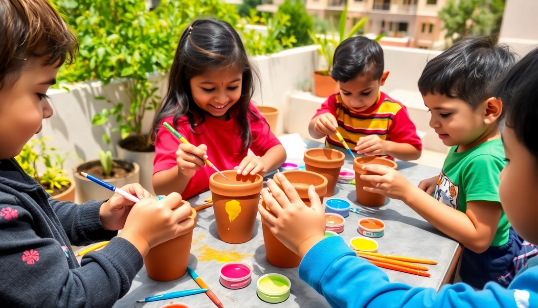 Sarjapur Gardening with Kids: DIY Painting on Idyl's Terracotta Pots