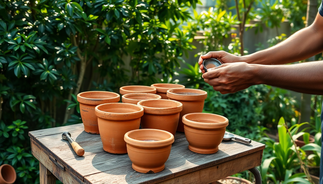 Preparing Clay Pots for Planting in Bangalore's Climate