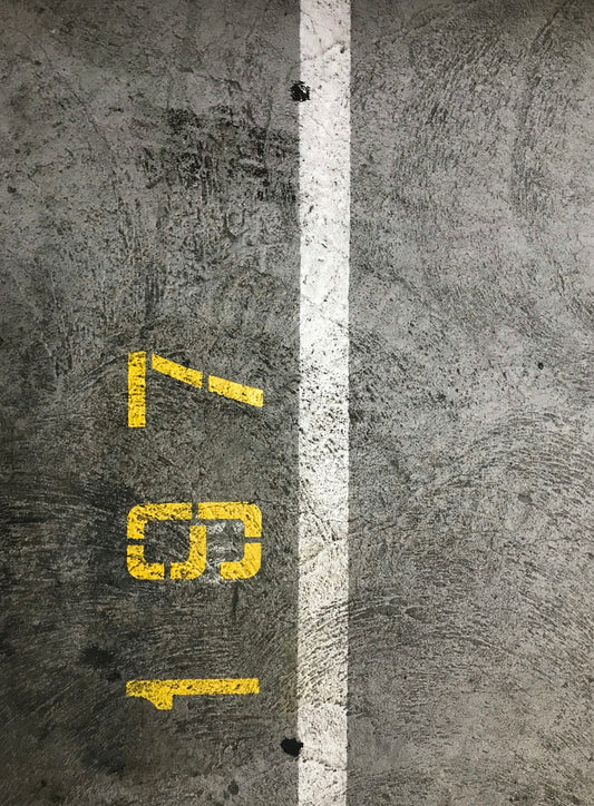 gray concrete floor with 197 print
