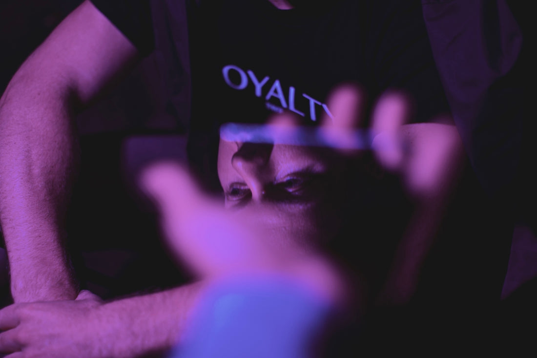 man in black shirt with i m a UNK text