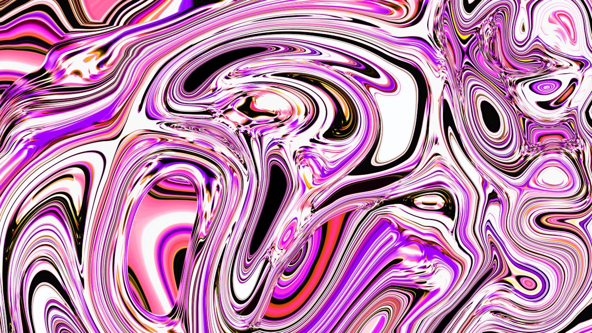 Swirling abstract pattern in pink, white, and purple hues.