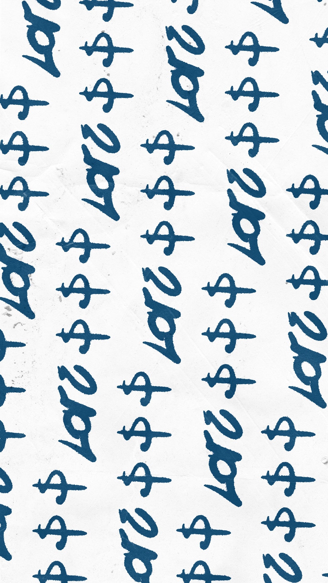 Blue dollar signs and handwritten text on a white textured background
