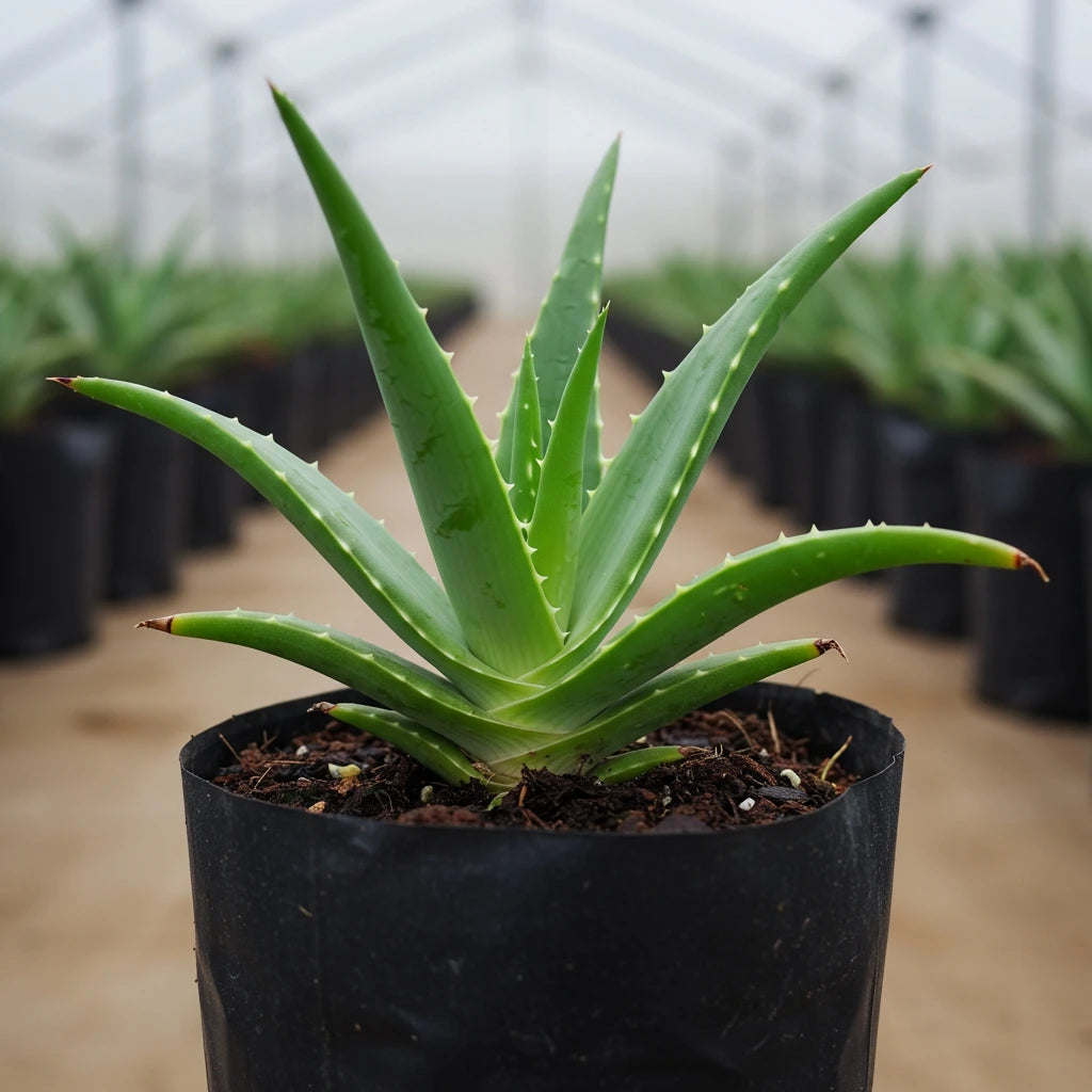 Healthy Aloevera plant in a 4-inch nursery bag